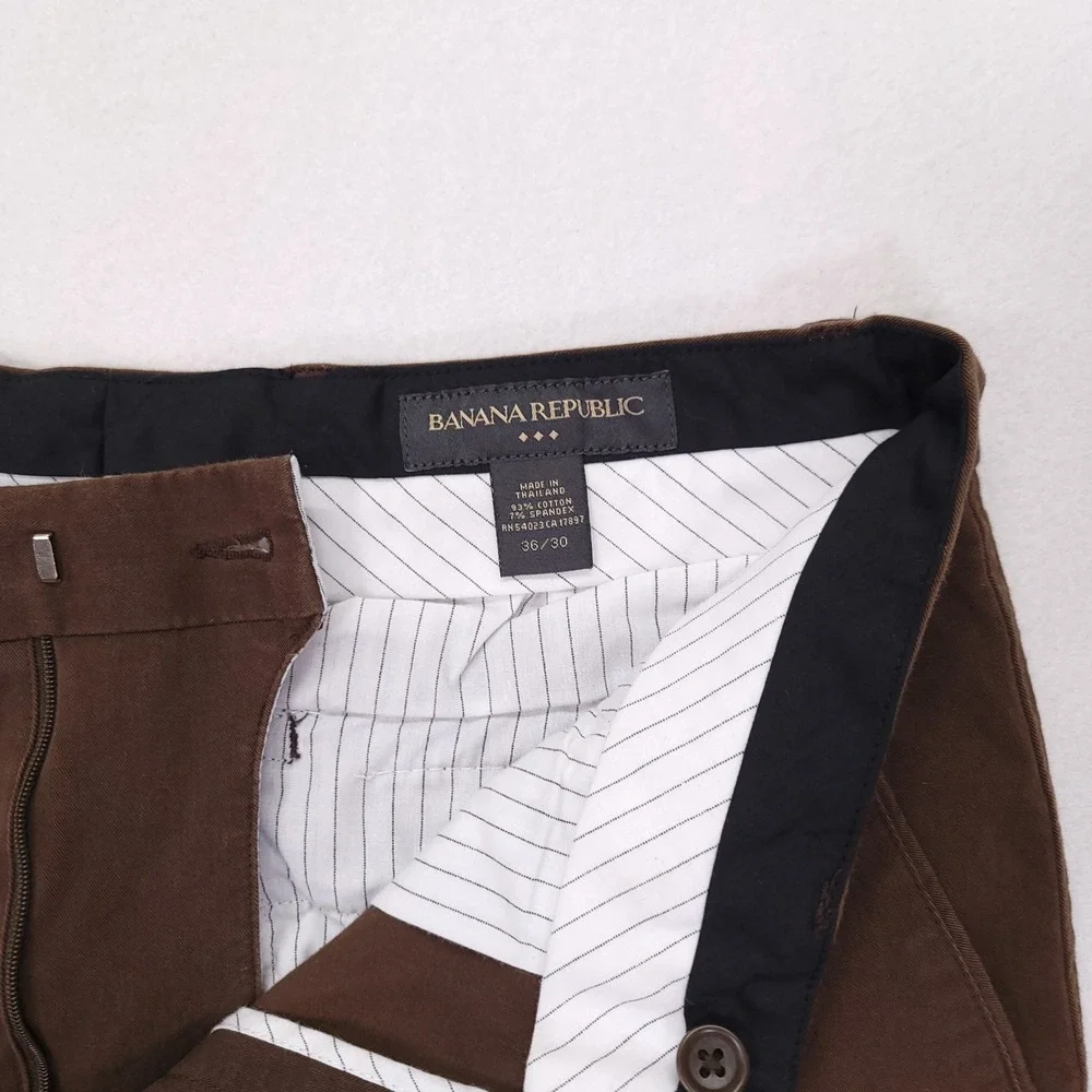 Banana Republic Mens Emerson‎ Straight Chino Pants 35x27.5 Brown Cotton Stretch